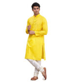 Yellow Cotton Festival Wear Kurta Pyjama