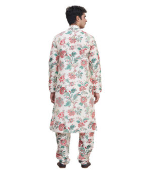 Cream Silk Party Wear Kurta Pyjama