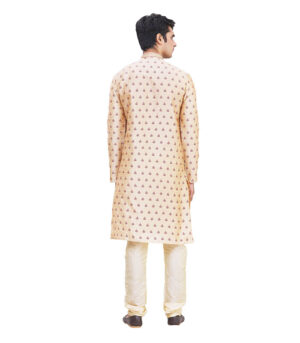 Beige Silk Ethnic Wear Kurta Pyjama