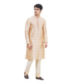 Beige Silk Ethnic Wear Kurta Pyjama