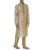 Gold Cotton Reception Wear Kurta Pyjama