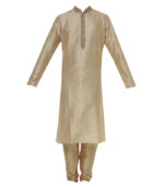 Gold Cotton Reception Wear Kurta Pyjama