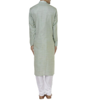 Pista Green Cotton Festival Wear Kurta Pyjama