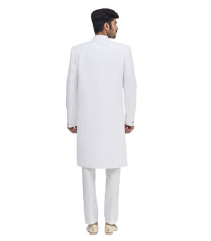 Solid White Suiting Ceremonial Sherwani