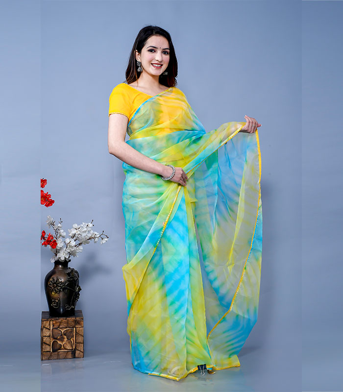 Wild Sunflower - Yellow Tie and Dye Saree – Anemone Vinkel