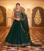 Green Embroidered Wedding Bridal Lehenga Choli