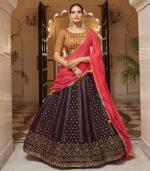 Purple Sequence Embroidered Work Wedding Bridal Lehenga Choli