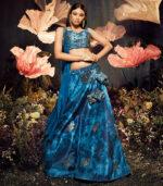 Blue Sibburi Print With Sequence Embroidery Wedding Bridal Lehenga Choli