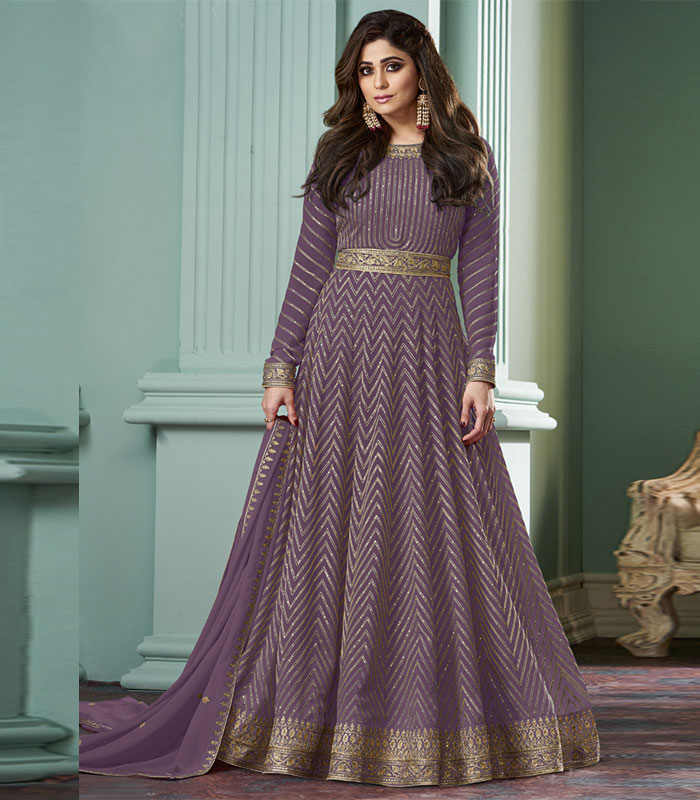 Indian Dress - Buy Deep Purple Lucknowi Zari Embroidered Designer Anarkali  Suit USA