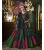 Multicolor Maslin Cotton Printed With All Over Mirror Work Navratri Lehenga Choli