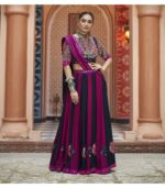 Multicolor Viscose Rayon Embroidery Mirror Navratri Chaniya Choli For Women