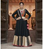 Black Viscose Rayon Foil Work Navratri Chaniya Choli For Women