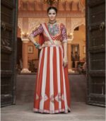 Multicolor Viscose Rayon Embroidery Mirror Work Navratri Lehenga Choli