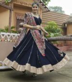 Navy Blue Viscose Rayon Best Navratri Lehenga Choli