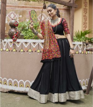 Black Viscose Rayon Best Navratri Lehenga Choli